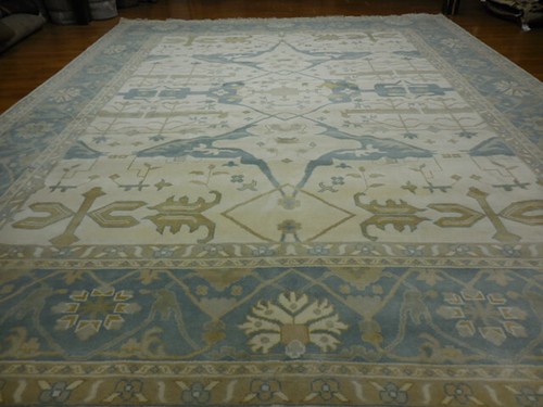 Peach Turkish Oushak Rug, Modern Multicolored Area Rug 12x15, Handmade - Picture 3 of 24