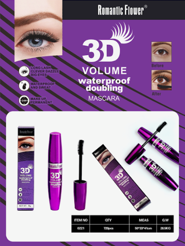2 PC, 3D Silk Fiber Eyelash Mascara Romantic Flower Black Waterproof 3D Mascara - Picture 2 of 4