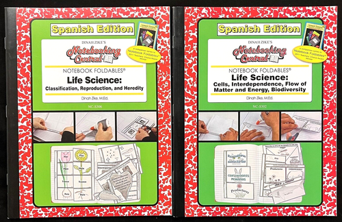 4th & Up -NOTEBOOKING CENTRAL FOLDABLES - LIFE SCIENCE (2 books) SPANISH EDITION - Picture 1 of 16