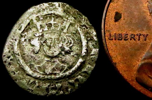 X001: Henry VI Medieval Hammered Silver HALFPENNY, Leaf-Trefoil, Spink 1905 - Bild 3 von 4