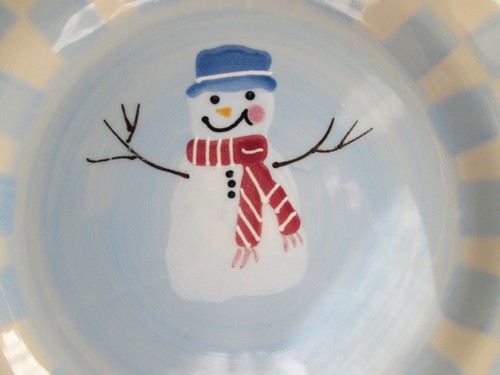 CRATE and BARREL WINTER SNOW PEOPLE DESSERT/SALAD PLATE Hartstone Pottery *NEW* - Picture 4 of 7