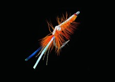 DEGA Meeresbeifänger Shrimp Fly orange 3 Größen Dorschköder Ostsee Norwegen