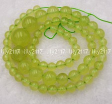 Fashion Natural 6-14mm green Peridot Round Gemstone Loose beads 17" AAA