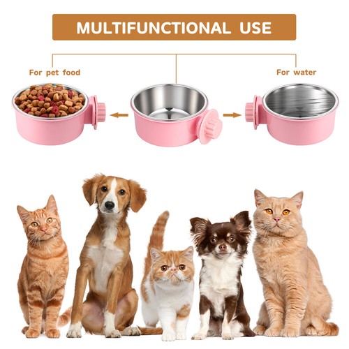 Pet Bowl Cage Dog Feeder for Hanging Feeding Stainless Steel Food - Bild 2 von 12