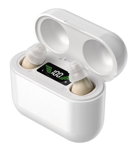 Apparecchio acustico invisibile in ear, custodia di ricarica digitale, auricolare amplificante HGMM - Foto 14 di 17