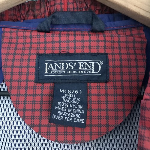Lands’ End Kids Waterproof Plaid Hooded PVC Windbreaker Rain Jacket 5/6 - Picture 2 of 9