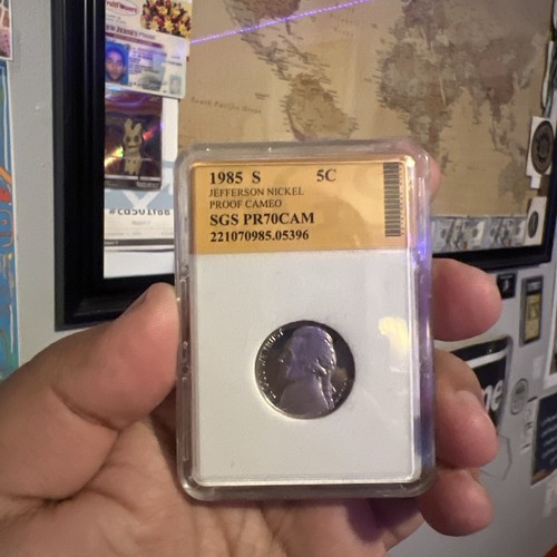 1985-S Jefferson Nickel SGS PR70CAM Graded PERFECT GEM PROOF= Scarce & Top Pop - Picture 7 of 23