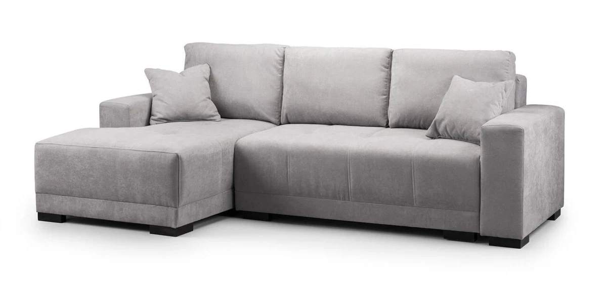 L Shaped Sofabed With Storage Sectional Couch In Black Grey All Grey Fabric