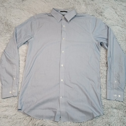 Banana Republic Mens Shirt Button Up Blue L Non Iron Slim Fit Pinstripe Preppy
