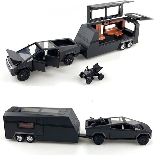 1:32 Tesla Diecast Alloy Car Toy Pickup Trailer RV Model Kit Motorhome Model US - Picture 3 of 11