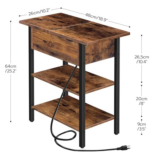 Set of 2 End Tables, Side Table with Charging Station, Flip Top Nightstand - Picture 5 of 6