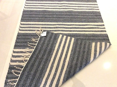 ECO Friendly STEEL BLUE GREY STRIPED Recycled Cotton Reversible Washable Rug - Picture 6 of 6
