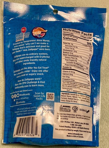 Zollipops, sugar free, 2 packs (5.2 oz/22-23 pops each), assorted fruit flavors - Picture 3 of 3