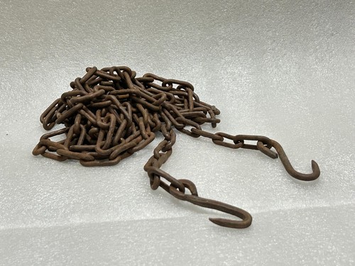 CADENA SÓLIDA FORJADA A MANO DE HIERRO RÚSTICO PESADO FORJADO A MANO RARA DE COLECCIÓN DE 15 PIES DE LARGO, - Imagen 7 de 18