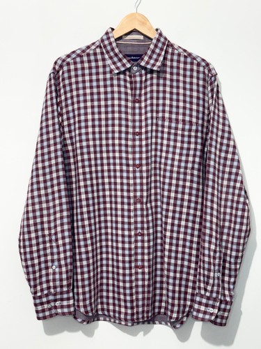 Tommy Bahama Mens Button Down Shirt L Cotton White Blue Red Plaid Long Sleeve - Picture 1 of 11