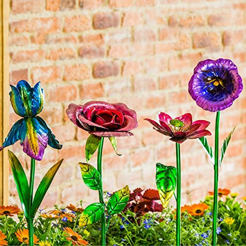 Metal Flower Garden Stake Cute Metal Flower Stick Art Ornament Decor Spring Flor - Picture 2 of 7