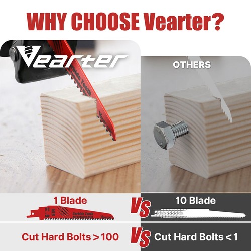 Vearter 3Pcs 6'' Reciprocating Sabre Saw Blades Set for Hard Wood Nailed Wood - Picture 9 of 9