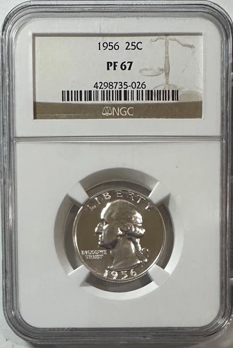 1956 U.S. Silver Washington Quarter, NGC Certified PF 67 GEM PROOF