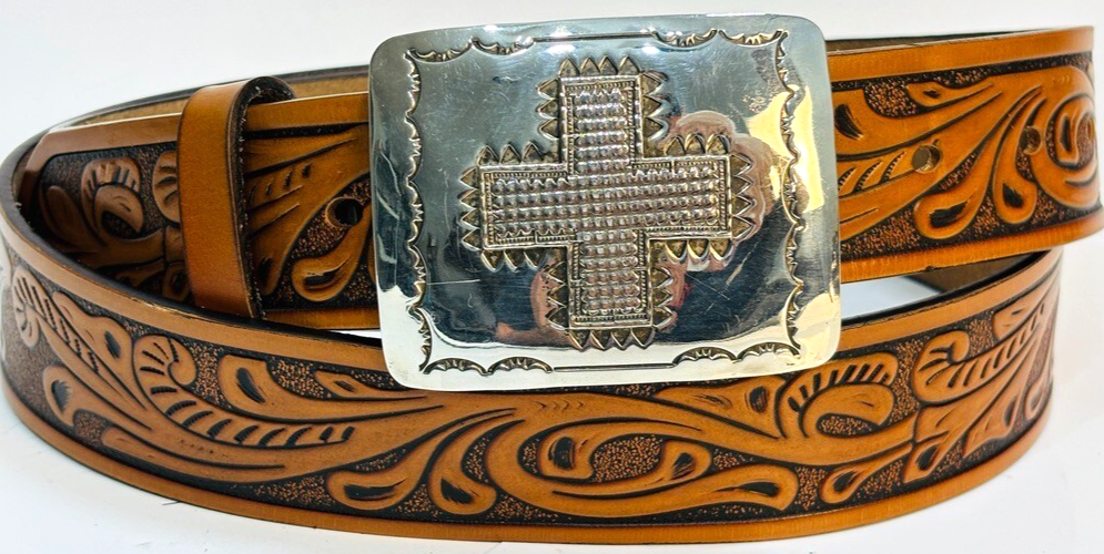 Genuine Leather Silver Cross Belt MA+ Sterling Silver Cross Belt | MA+ for Lucentement main image 4