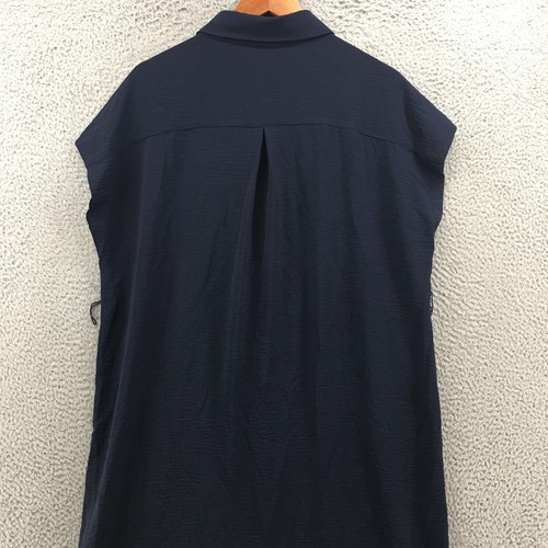 DKNY Maxi Dress Womens 16 Blue Collared Button Up Sleeveless Slit Sides Casual - Picture 11 of 16