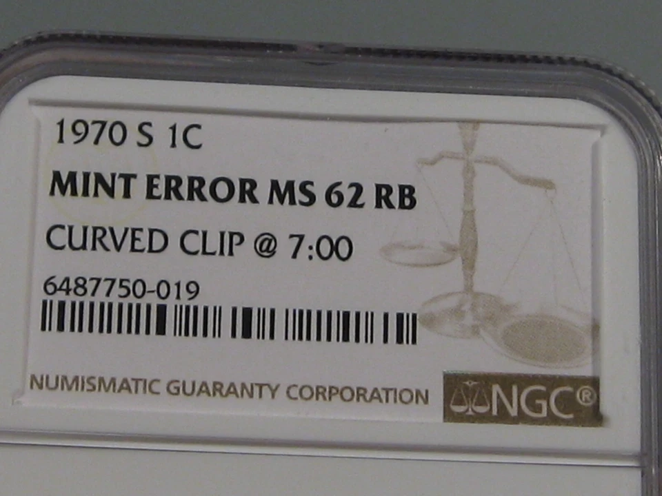 Mint ERROR: 1970-s Lincoln Penny NGC MS62RB Clip @ 7:00. #27 - Image 4 of 4