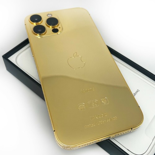 Custom iPhone 13 Pro Max 1 TB mit Diamanteinfassung und 24k vergoldeter Rückseite - Bild 1 von 12