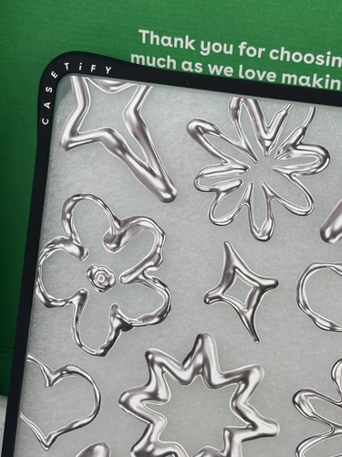 Casetify Impact MacBook Air 13” (2018-2020) Case, Chrome Doodles - Clear Black - Picture 2 of 8