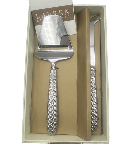 Ralph Lauren Cheese Knife Set Equestrian Braid 2 Pc Stainless Steel LRL - Picture 7 of 7