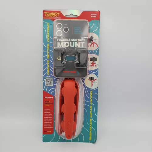 New Tenikle Pro Tripod Bendable Flexible Suction Cup Phone & Camera Mount Red