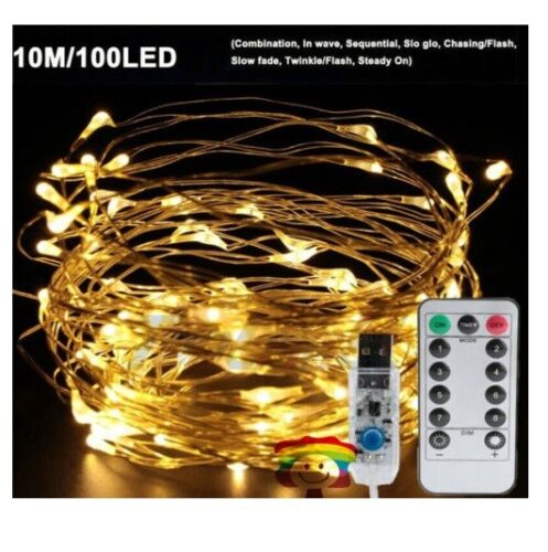 LED String Lights 100-200LED 10M 20M Christmas Fairy Light Waterproof Warm/White - Picture 5 of 43
