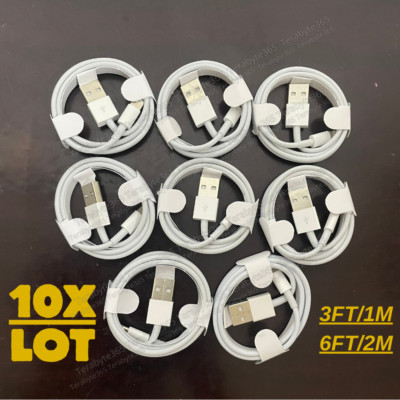 10X Bulk 3/6FT USB Charger Cable For iPhone 14 13 12 11 8 Charging Data Cord Lot