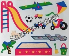 2 Sheets Mrs Grossman Stickers PLAYGROUND kids slide sandbox toys kite Vintage