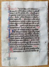 Original Manuscript Leaf on Vellum Prayerbook Fine Initials (A) - 1450