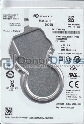 ST500LM030, ZDE, TK, PN 1RK17D-568, FW SBM3, Seagate ST500LM030, ZDE, TK, PN 1RK17D-568, FW SBM3, Seagate