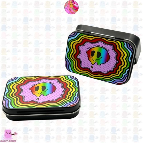 Wavy Crystal/Jewellery/Coins/Bits Pieces/Hide/Make-Up 1oz Hinge Lid Metal Box - Picture 2 of 7