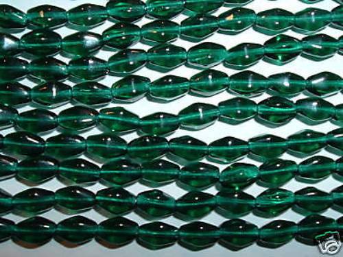 AL92 CZECH 8x5mm Glass BICONE Beads-DARK EMERALD (25) - Picture 1 of 1