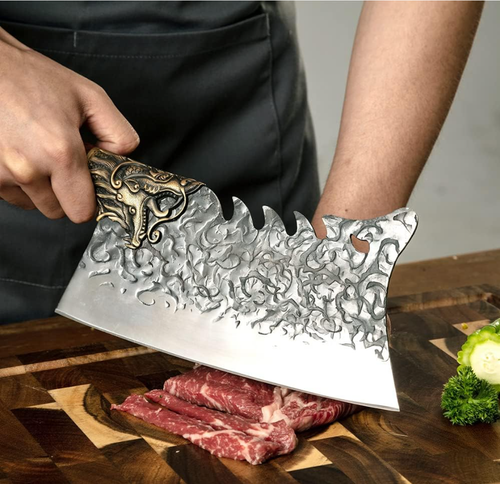Sensei Dragon Hand Forged Butcher Knife 8" Professional Meat Cleaver with SHEATH - Picture 5 of 6