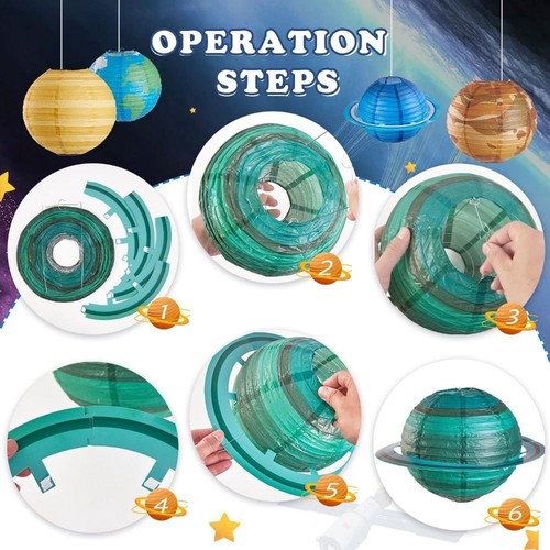 Hanging Starry Paper Lanterns Foldable Solar System Planet Lantern Kids - Picture 4 of 15