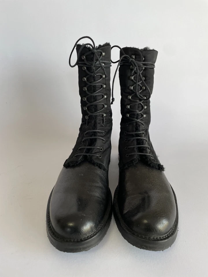 Botas de combate JIL SANDER de cuero negro/nylon para hombre TALLA 8 UK Foto 2 de 4