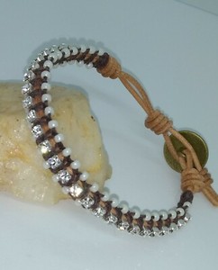 BOHO-LEATHER-RHINESTONE-PEARL-BLING-BRACELET