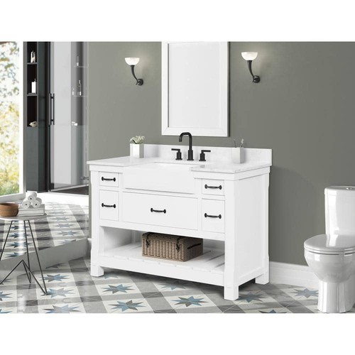 Home Decorators Collection Bath Vanity 49"x22"x35" Engineered Stone Top White - Picture 3 of 12