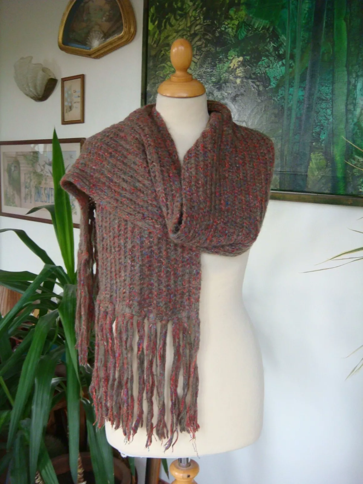 Foulard long vintage Christian Dior en mohair mélangé 80