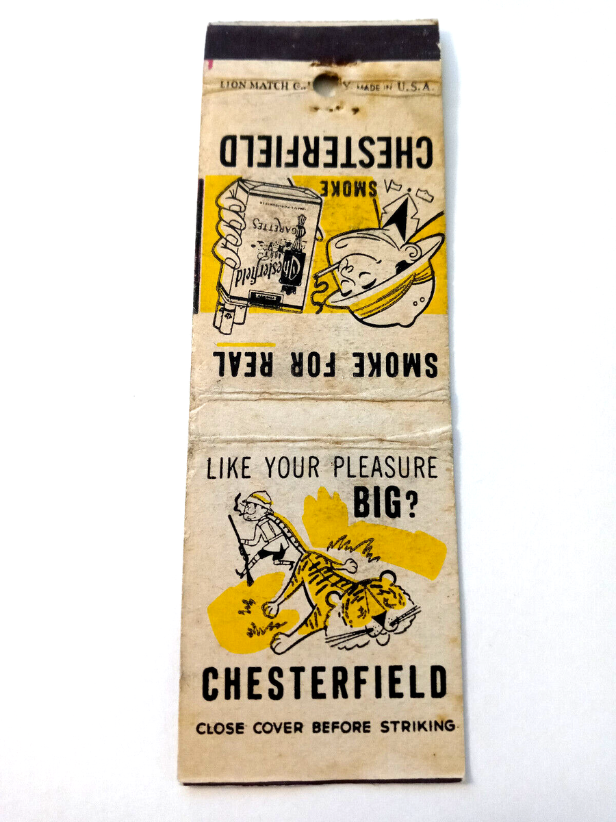 chesterfield cigarettes yellow Vintage Matchbook: Chesterfield Cigarettes