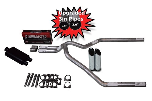 Flowmaster Super 10 Dual Exhaust Kit For Chevy GMC 1500 Truck 99-08 – 2.5" Aluminized – Slash Tips