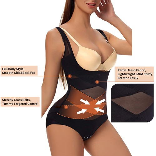 Women Waist Trainer Bodysuit Full Body Shaper Tummy Control Fajas Shapewear Silm - Picture 4 of 36
