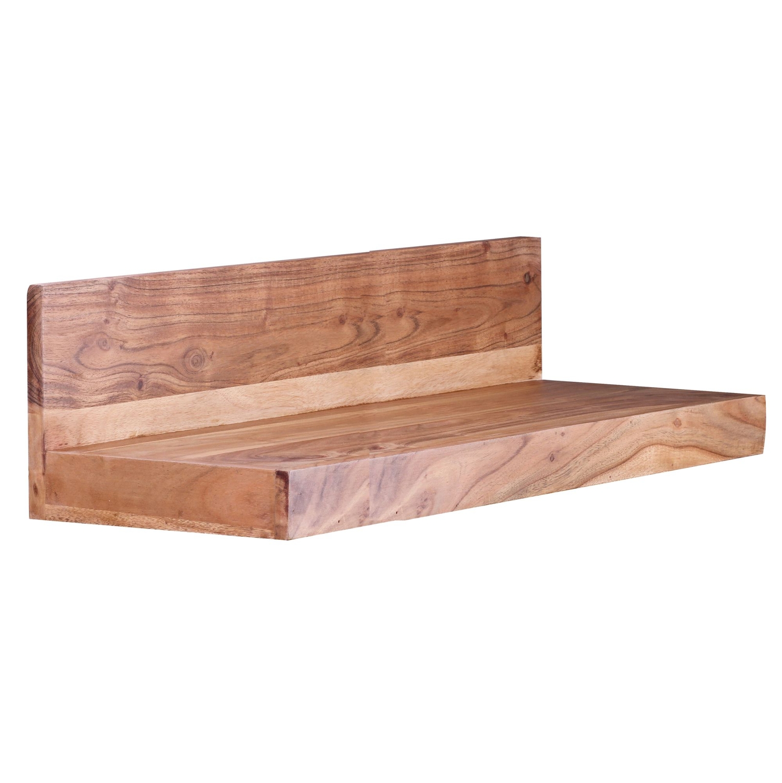 FineBuy Wandregal Massiv 80 cm breit Holzregal Akazie Wandboard Holz Hängeregal