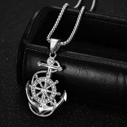 EDELSTAHL MARINE ANKER HIP HOP CZ EIS ANHÄNGER & 24" ROLO KETTE HALSKETTE - Bild 11 von 13