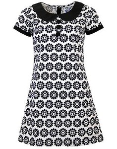 Details about NEW RETRO SIXTIES INDIE MOD MINI DRESS 60s Vintage BLACK COLLAR DAISY MC146