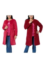 DG2 by Diane Gilman Women's Reversible Car Coat Magenta/Rhubard