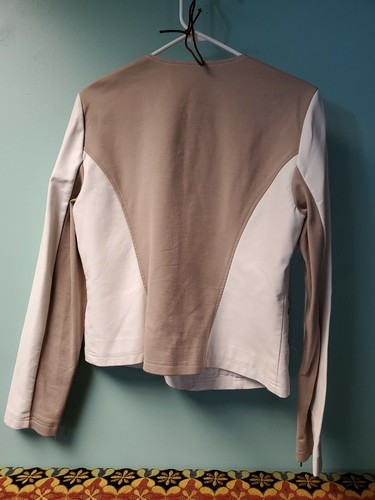 INC International Concepts Faux Leather Blend Jacket w/ Stretch Back Sz L White - Picture 3 of 4